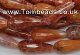 CAG591 15.5 inches 10*25mm faceted teardrop natural fire agate beads