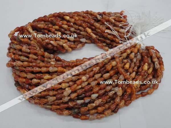 CAG592 15.5 inches 6*10mm teardrop natural fire agate beads