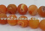 CAG5935 15 inches 12mm round matte druzy agate beads wholesale