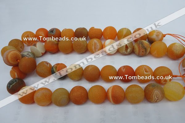 CAG5939 15 inches 20mm round matte druzy agate beads wholesale