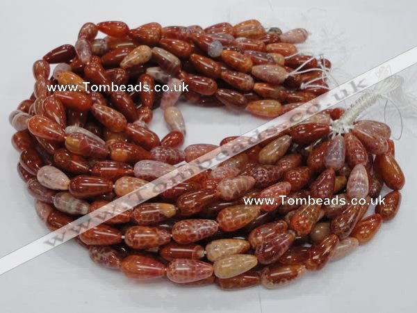 CAG594 15.5 inches 10*20mm teardrop natural fire agate beads