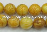 CAG5941 15.5 inches 12mm round yellow crazy lace agate beads