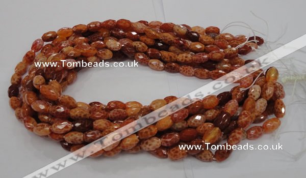 CAG598 15.5 inches 8*12mm faceted rice natural fire agate beads