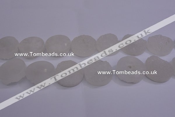 CAG5983 15.5 inches 30mm coin white agate gemstone beads