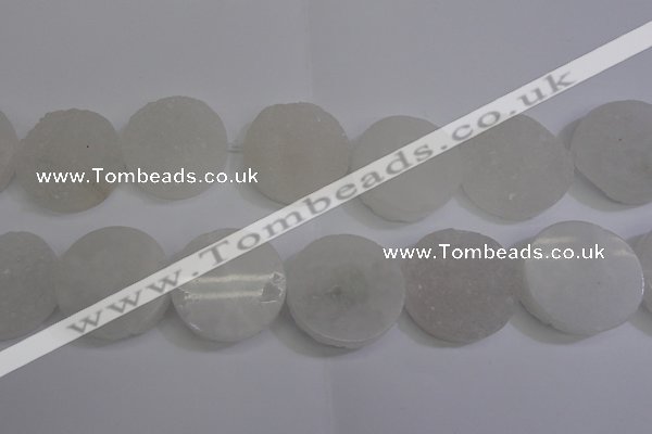 CAG5984 15.5 inches 35mm coin white agate gemstone beads