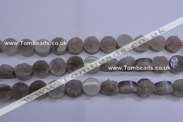 CAG5985 15.5 inches 16mm coin grey agate gemstone beads