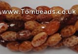 CAG599 15.5 inches 10*14mm faceted rice natural fire agate beads