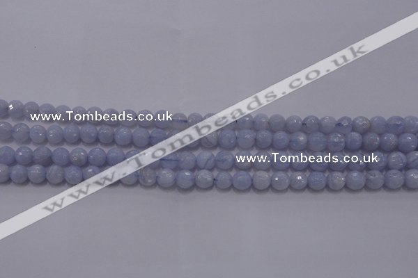 CAG5996 15.5 inches 6mm faceted round blue lace agate beads