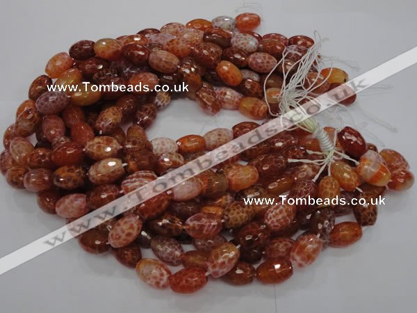 CAG600 15.5 inches 12*16mm faceted rice natural fire agate beads