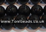 CAG6002 15.5 inches 8mm carved round matte black agate beads