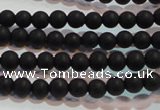 CAG6010 15.5 inches 4mm round matte black agate beads