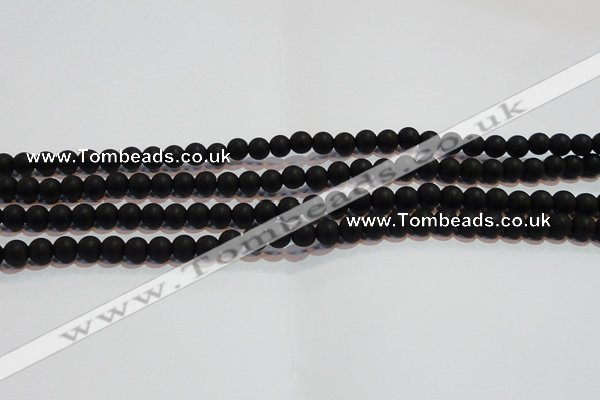 CAG6011 15.5 inches 6mm round matte black agate beads