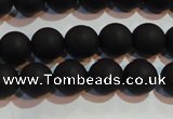 CAG6012 15.5 inches 8mm round matte black agate beads