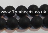 CAG6013 15.5 inches 10mm round matte black agate beads