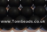 CAG6014 15.5 inches 12mm round matte black agate beads