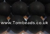 CAG6015 15.5 inches 14mm round matte black agate beads