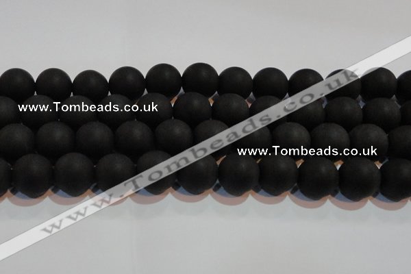 CAG6016 15.5 inches 16mm round matte black agate beads