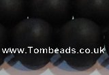 CAG6017 15.5 inches 18mm round matte black agate beads