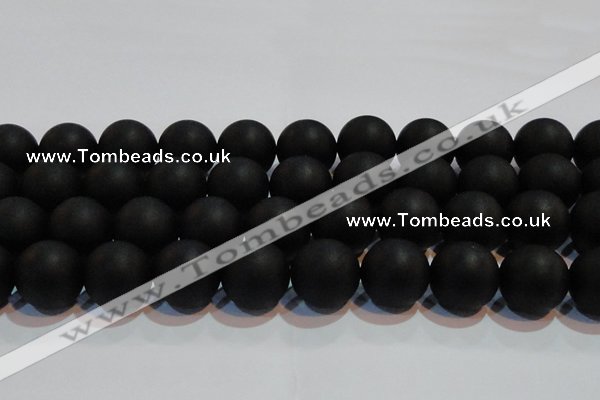 CAG6017 15.5 inches 18mm round matte black agate beads