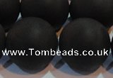 CAG6018 15.5 inches 20mm round matte black agate beads