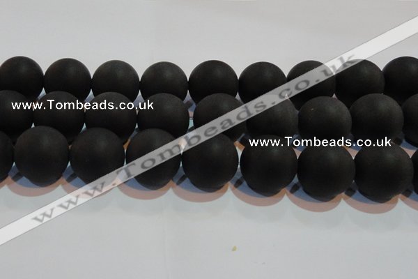 CAG6018 15.5 inches 20mm round matte black agate beads