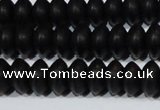 CAG6021 15.5 inches 4*8mm rondelle matte black agate beads