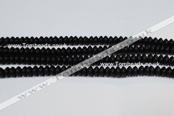 CAG6021 15.5 inches 4*8mm rondelle matte black agate beads