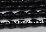 CAG6024 15.5 inches 6*9mm rice matte black agate beads