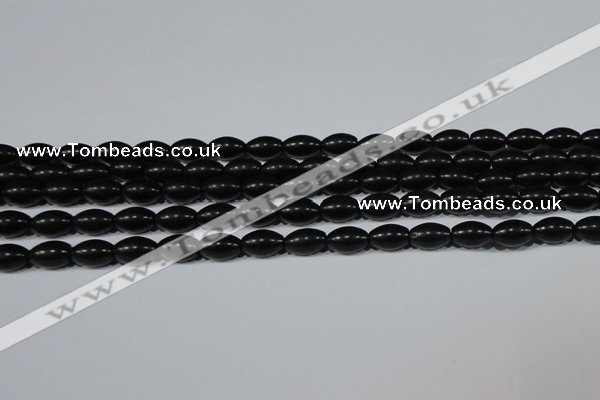 CAG6024 15.5 inches 6*9mm rice matte black agate beads