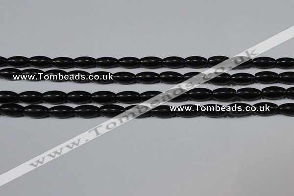 CAG6025 15.5 inches 6*12mm rice matte black agate beads