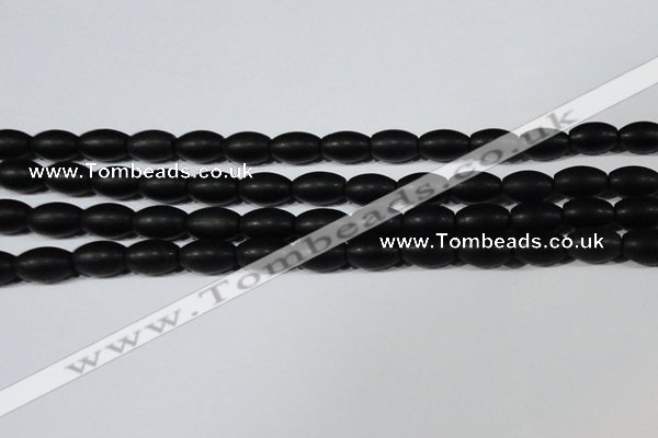 CAG6026 15.5 inches 8*12mm rice matte black agate beads