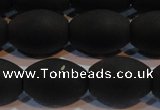 CAG6027 15.5 inches 12*16mm rice matte black agate beads