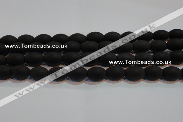 CAG6027 15.5 inches 12*16mm rice matte black agate beads