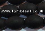 CAG6028 15.5 inches 13*18mm rice matte black agate beads