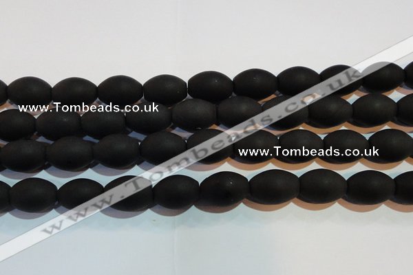 CAG6028 15.5 inches 13*18mm rice matte black agate beads