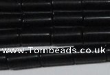 CAG6032 15.5 inches 6*12mm tube matte black agate beads