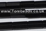 CAG6035 15.5 inches 6*12mm faceted tube matte black agate beads