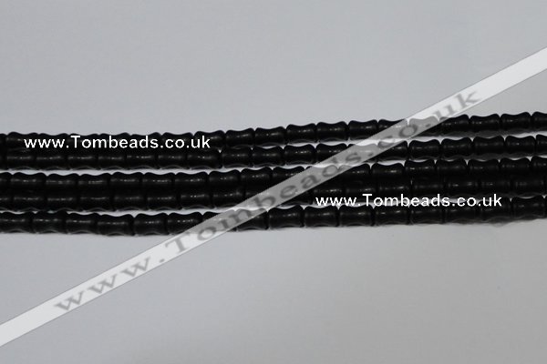 CAG6038 15.5 inches 4*8mm bone matte black agate beads