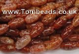 CAG604 15.5 inches 6*12mm rice natural fire agate beads wholesale