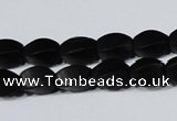 CAG6040 15.5 inches 5*8mm twisted rice matte black agate beads