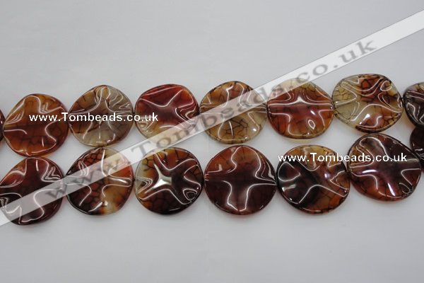 CAG6056 15.5 inches 30mm wavy coin dragon veins agate beads