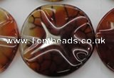 CAG6057 15.5 inches 40mm wavy coin dragon veins agate beads