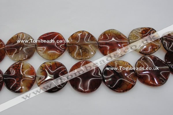 CAG6057 15.5 inches 40mm wavy coin dragon veins agate beads