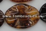 CAG6062 15.5 inches 30*40mm wavy oval dragon veins agate beads