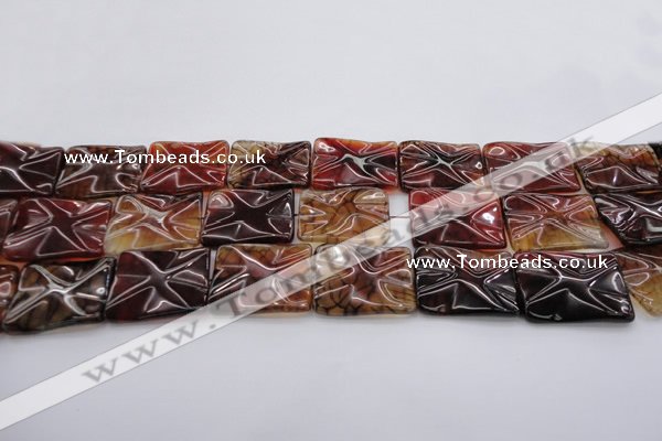 CAG6065 15.5 inches 18*25mm wavy rectangle dragon veins agate beads