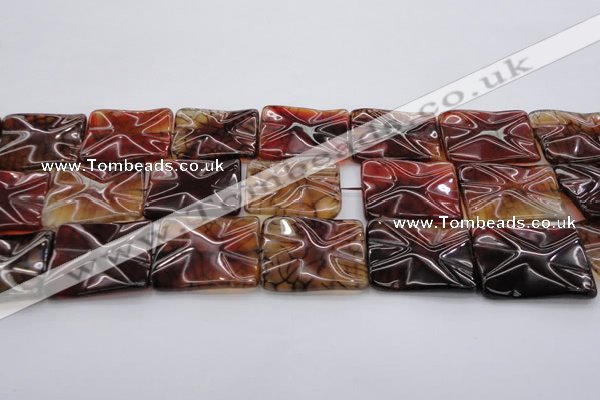 CAG6066 15.5 inches 22*30mm wavy rectangle dragon veins agate beads