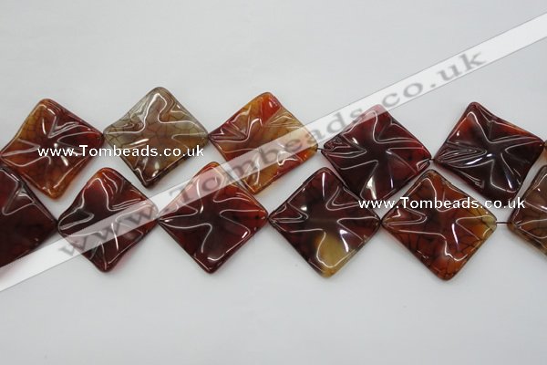 CAG6071 15.5 inches 30mm wavy diamond dragon veins agate beads