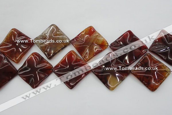 CAG6072 15.5 inches 40mm wavy diamond dragon veins agate beads