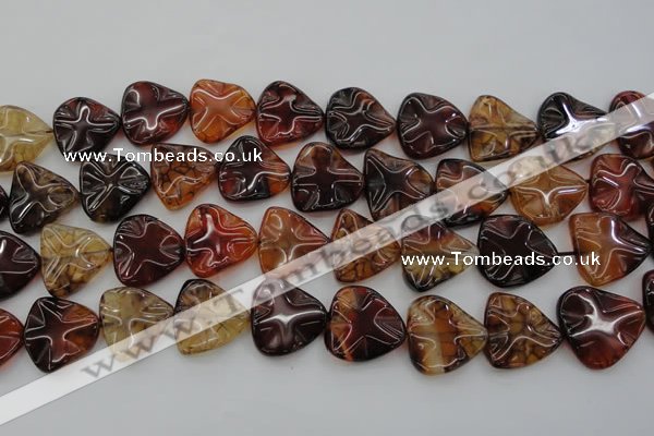 CAG6075 15.5 inches 20mm wavy triangle dragon veins agate beads