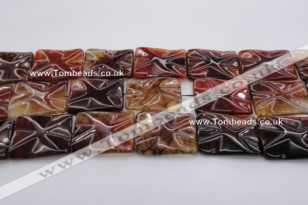 CAG6087 15.5 inches 40*40mm wavy square dragon veins agate beads